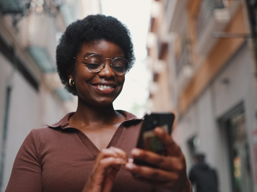 Girl smiling using Xedla App